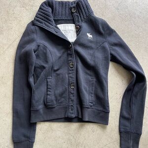Abercrombie & Fitch Navy Ribbed Collar Jacket